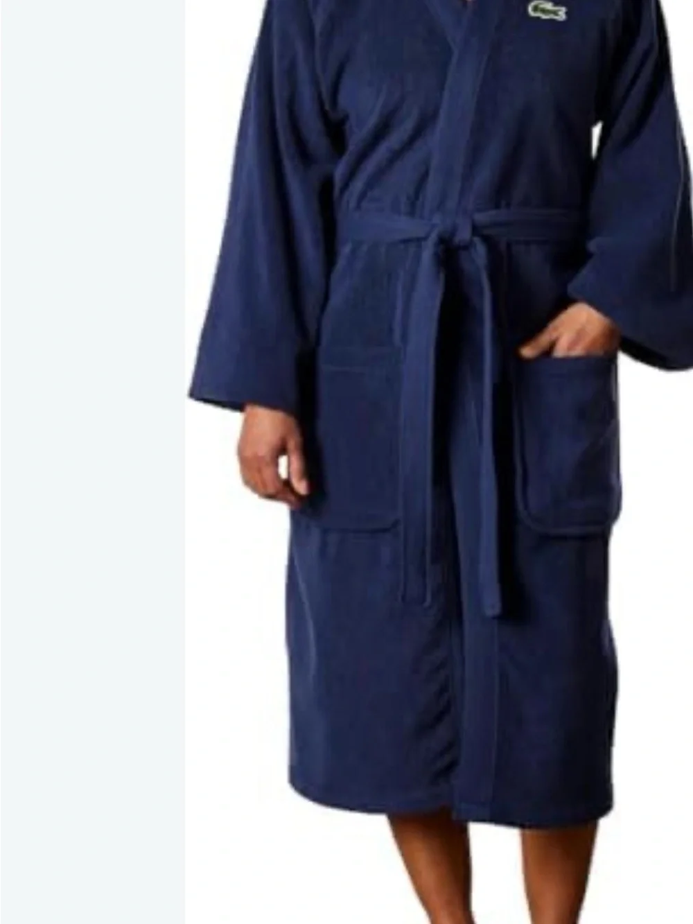 Lacoste Navy Blue Cotton Terry Bathrobe with Crocodile Logo .Unisex , Brand new💕
